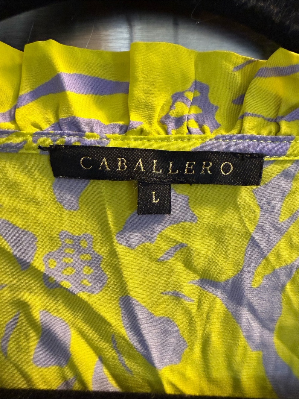 Caballero Lime Yellow & Lavender Printed Women's Blouse